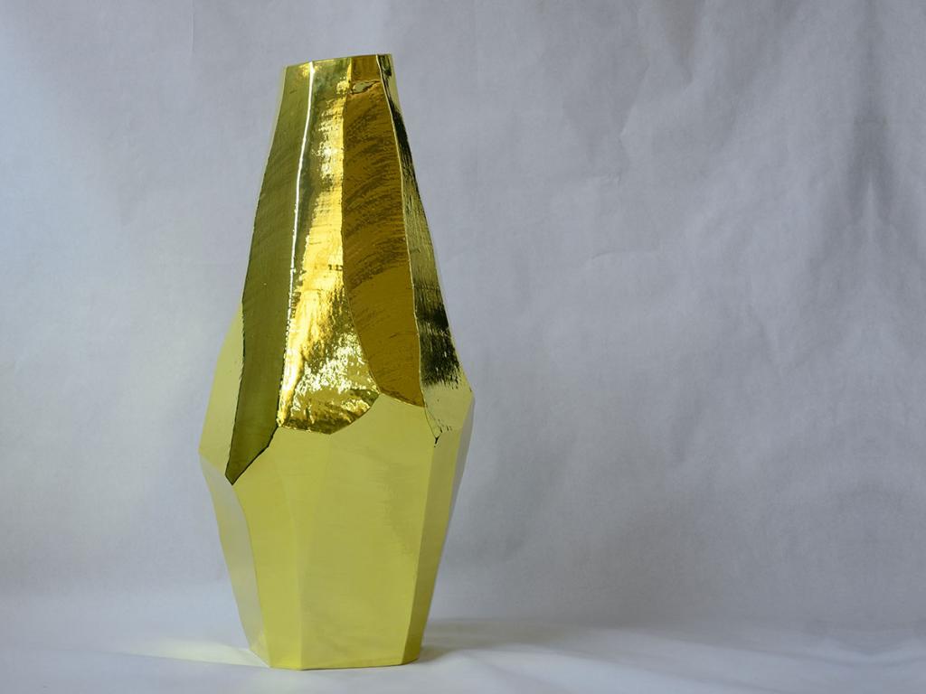 large vase polyhedral, yellow, shining